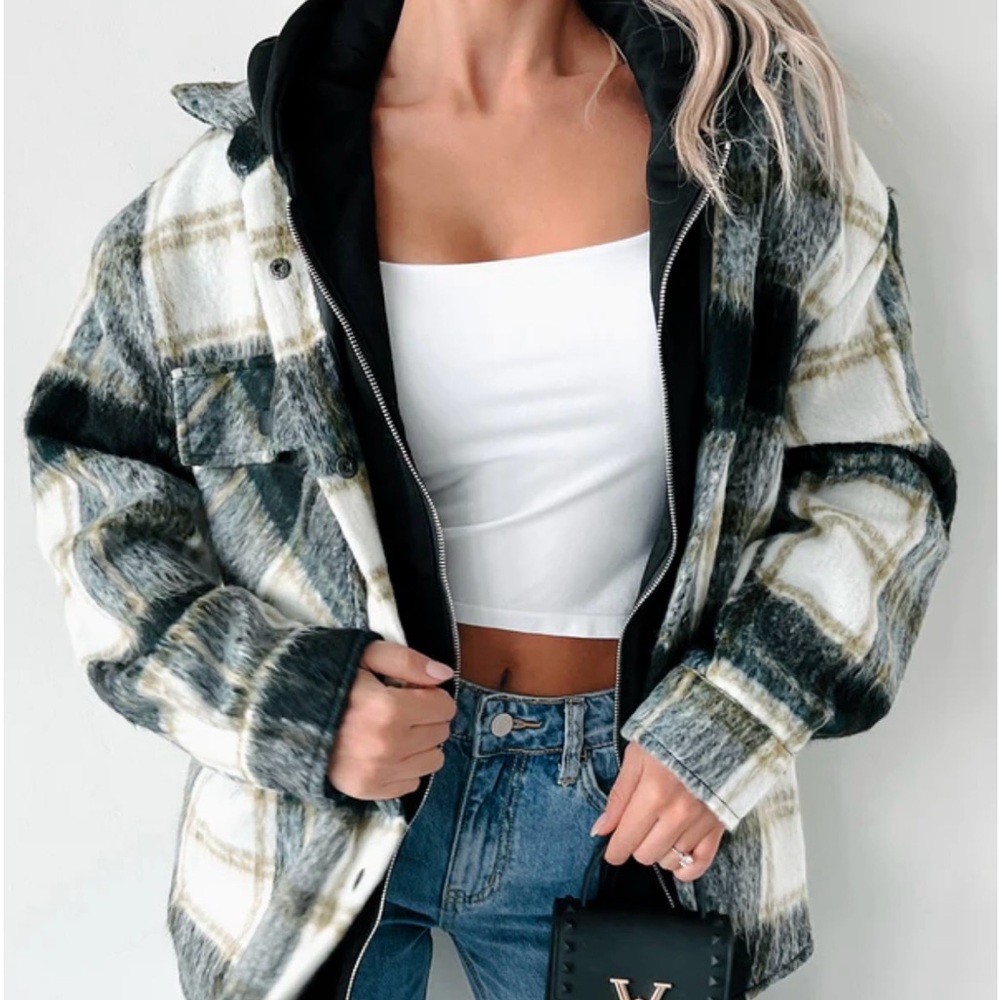 Plaid Women's Jacket - Black and White